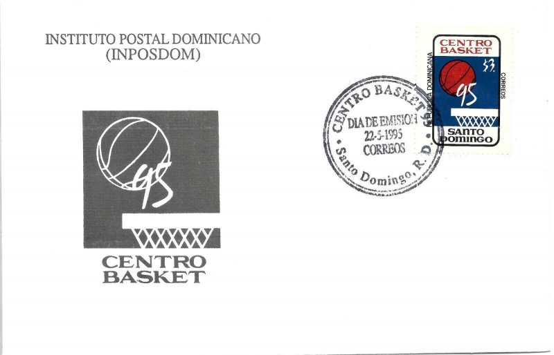 DOMINICAN REPUBLIC 1995 BASKET CENTER BASKETBALL SANTO DOMINGO FIRST DAY COVER