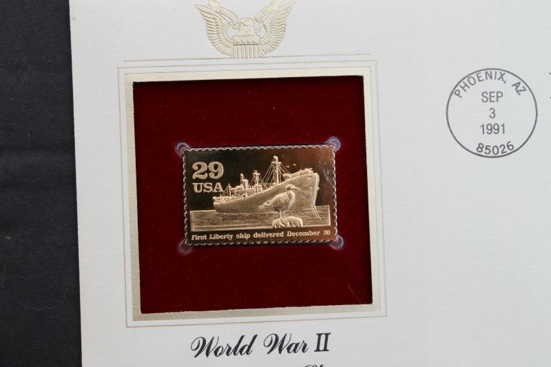 US #2559a-j FDC 1992 WWII 10 Covers 22k Gold Replica Stamp FDC U/A