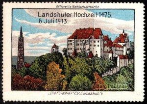 1913 Germany Poster Stamp The Landshut Wedding 1475 Trausnitz Castle