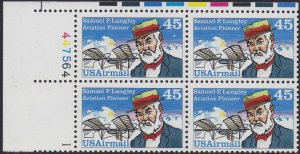 C118 Samuel Langley Plate Block MNH