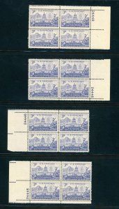 US Stamp #1001 Colorado Statehood 3c - 4 Corner Block Plates #24446 - MNH  