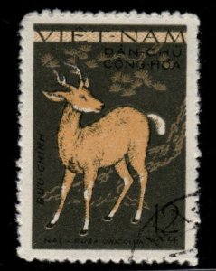 North Viet Nam Scott 148 perforate Deer stamp Used typical rough perfs