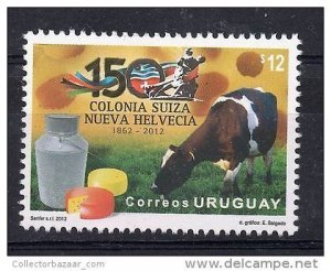 Swiss colony 150 aniv. Cow cheese milk dairy products URUGUAY MNH STAMP