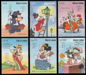 Sierra Leone 1991. Mint Disney Stamp Set.  Traditional English Costumes.