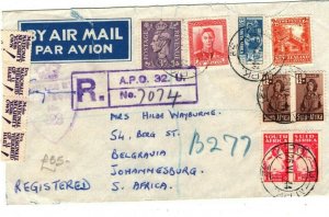 GB NEW ZEALAND SOUTH AFRICA WW2 MIXED FRANKING Cover Military Reg'd 1944 LS45