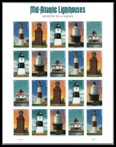 US Scott 5621-25 Mid Alantic Lighthouses Issue pane of 20  VF Forever