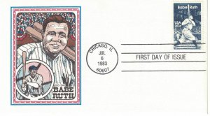 1983 FDC, #2046, 20c Babe Ruth, Panda D-886