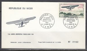 Niger Scott C83 FDC - France-Niger Airmail Service, 25th Anniv.