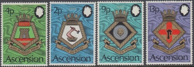 ASCENSION Sc# 166-9 SET of 4 NAVAL COAT of ARMS