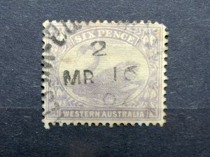 WESTERN AUSTRALIA 1898-1906 SG# 115 6d Bright Violet Swan USED HINGED