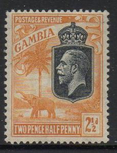 Gambia Sc 108 1922  2 1/2d Elephant & George V stamp mint