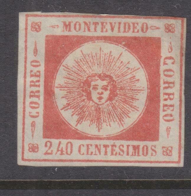 URUGUAY, 1859 Montevideo, 240c. Red., lhm., slight paper on reverse.