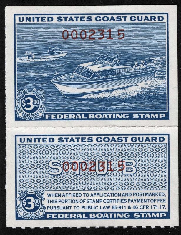 US Sc RVB2 Blue 1960 $3.00 USCG Boating NH Original Gum