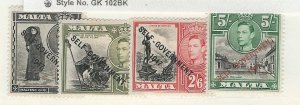 Malta, Postage Stamp, #217-218, 220-221 VF Mint Hinged, 1948