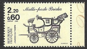 FRANCE 1986 Mail Britzska STAMP DAY Semi Postal Booklet Stamp Sc B582 MNH