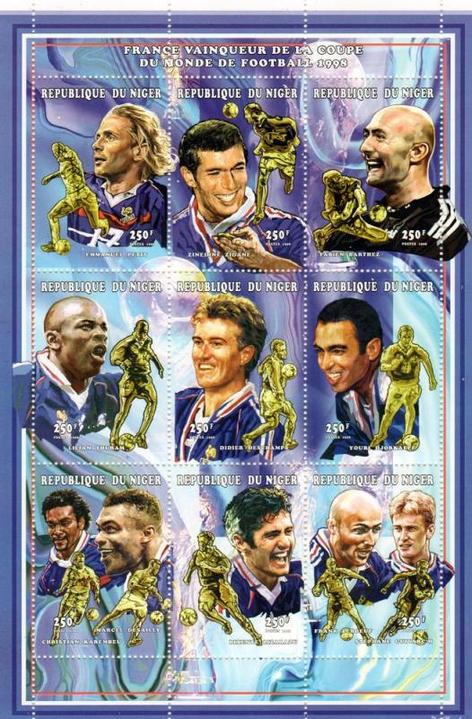 Niger 1998 World Cup Soccer Championships Shlt(9) MNH Sc 995