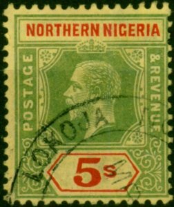 Northern Nigeria 1912 5s Green & Red-Yellow SG50 Fine Used 'Madam Joseph Forg...