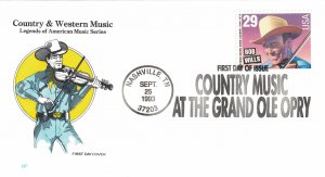 1993 FDC, #2771-2774, 2774a, 29c Country & Western Music, Farnam (5) w/insert