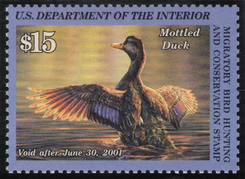 US 2000 $15 Mottled Duck; Scott RW67; MNH
