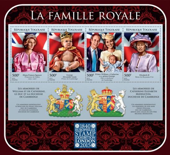 TOGO 2015 SHEET THE ROYAL FAMILY ROYALTY PRINCESS DIANA QUEEN ELIZABETH tg15117a