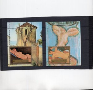 FUJEIRA 1972 PAINTINGS BY AMADEO MODIGLIANI SET OF 2 S/S PERF. & IMPERF. MNH