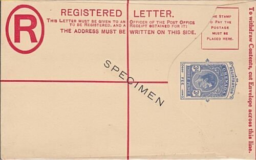 GRENADA GVI 3d registered envelope oveprinted SPECIMEN - scarce............54759 