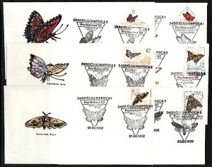 Romania, OCT/92. Butterflies on 6 Canceled & Cachet covers.