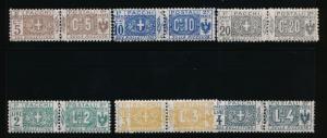 ITALY Q7-Q19 MINT LH, PARCEL POST PAIRS