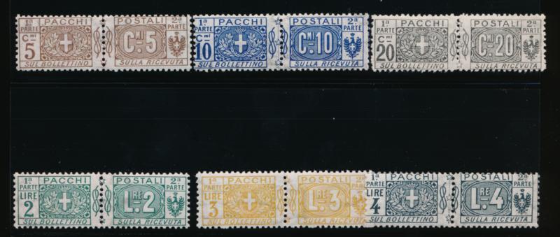 ITALY Q7-Q19 MINT LH, PARCEL POST PAIRS