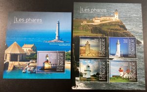 Niger #1340, 1363 Mint 2013 Lighthouses around the World