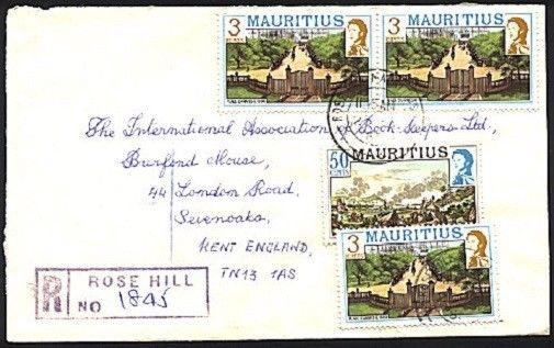 MAURITIUS 1985 Registered cover to UK ex ROSE HILL.........................93710