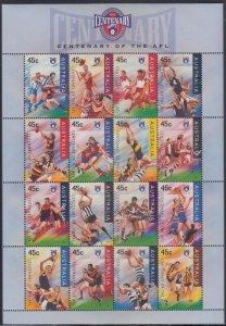 AUSTRALIA Sc# 1507a CPL MNH SHEETLET of  16 DIFFERENT SOCCER CLUBS