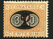 Italy #J27 (Sass. S19) Cat€350, 1890-91 30c on 2c, unused without gum, sign...