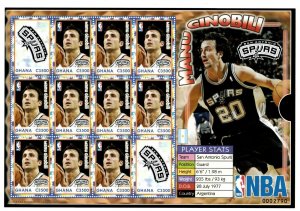 Ghana 2006 - NBA San Antonio Spurs - Manu Ginobili - Sheet of 12 Stamps - MNH