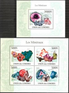 Comoro Islands 2010 Minerals Sheet + S/S MNH