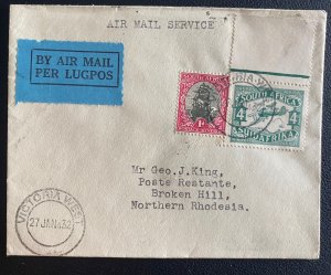 1932 Victoria West South Africa first Flight cover FFC to Broken Hil Rhodesia