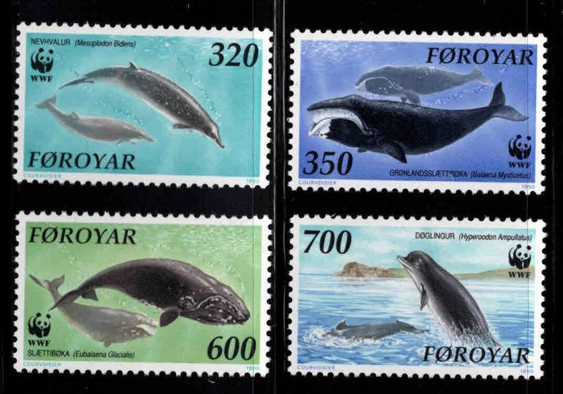 FAROE ISLANDS Scott 208-211 MNH** 1990 WWF Whale set