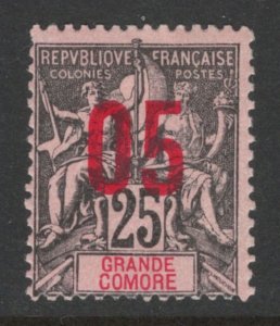 Gran Comoro 1912 Navigation & Commerce Surcharge 5c on 25c Scott # 24 MH