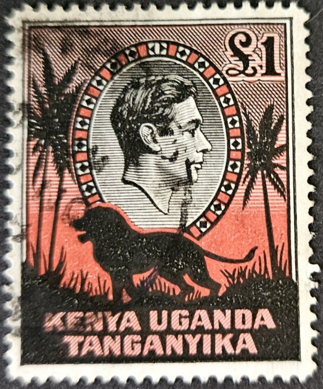 Kenya, Uganda and Tanganyika 1941 SG150a P14  used £1 definitive