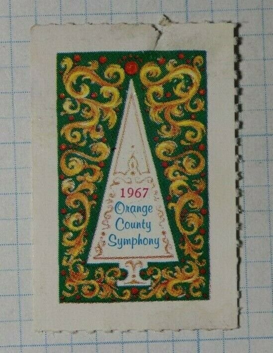 Orange County Symphony 1967 Christmas Tree Compnay Brand Ad Poster Stamp