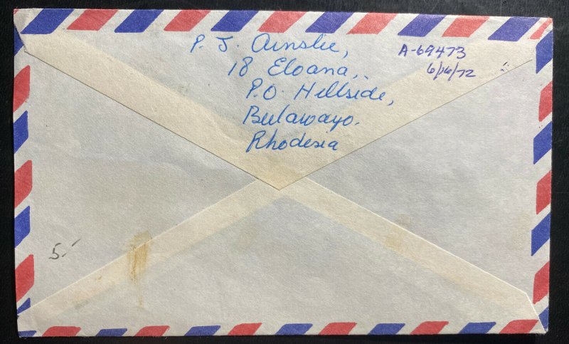 1972 Bulawayo Rhodesia Airmail Cover To Laguna Hill CA USA