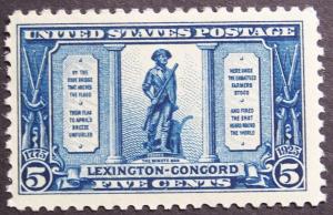 619 MNH 5c Lexington-Concord, The Minute Man (1947)