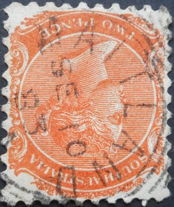 South Australia 1883 QV Two Pence with MAITLAND Square Circle postmark