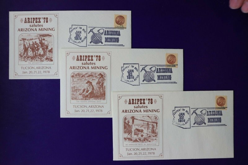 ARIPEX 1978 Philatelic show expo souvenir cachet cover set Mining industry 1734