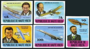 Burkina Faso 462-466 imperf,MNH.Mi 706B-710B. History of Aviation 1978.Concorde,