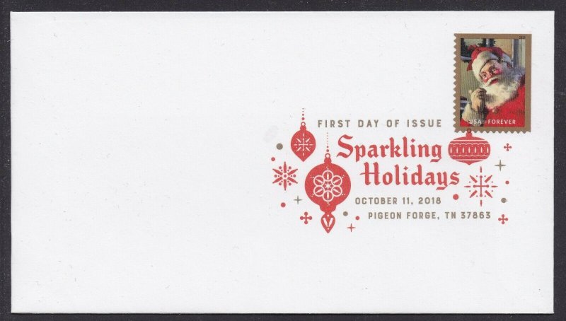 US 5332-5335 Sparkling Holidays Santa (set of 4) DCP FDC 2018 