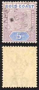 Gold Coast SG22 5/- Dull Mauve and Blue Fine used Cat 32 pounds