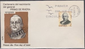 SPAIN Sc # 1610.0 FDC of PRIMO de RIVERA, SPANISH DICTATOR RESTORED CITIZENSHIP