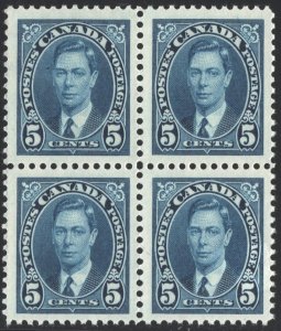 Canada SC#235 5¢ King George VI Block of Four (1937) MNH