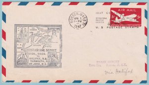 FIRST FLIGHT COVER - 1947 FROM BOSTON MASS TO HALIFAX NOVA SCOTIA - CV478